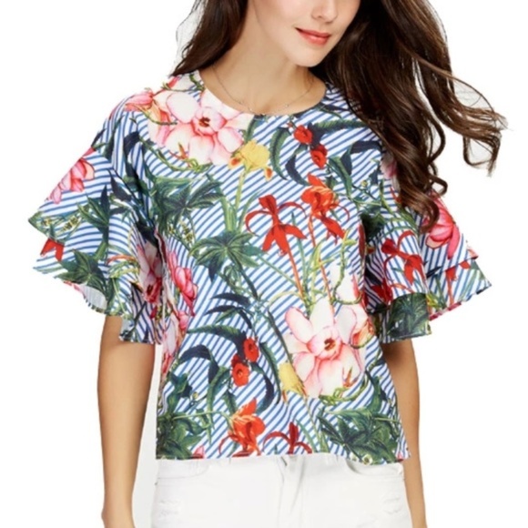 Tops - Tropical Print Blouse